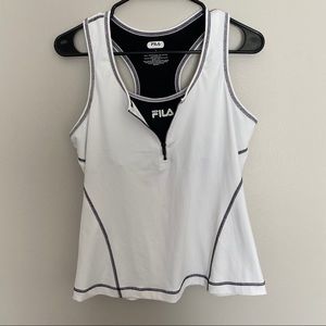 White Fila Racerback Athletic Performance Tank